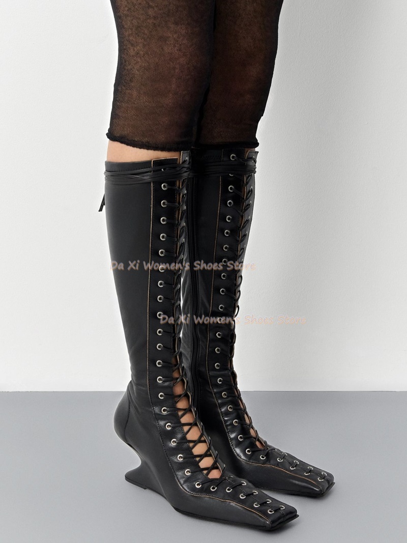 Square Toe Wedge Heel Instep C - Women'S Fashion Knee High Boots recension och pris