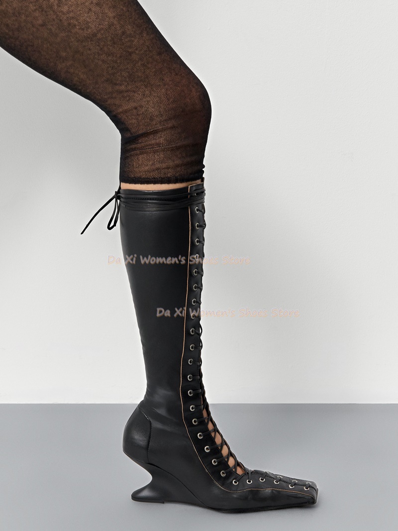 Square Toe Wedge Heel Instep C - Women'S Fashion Knee High Boots recension och pris