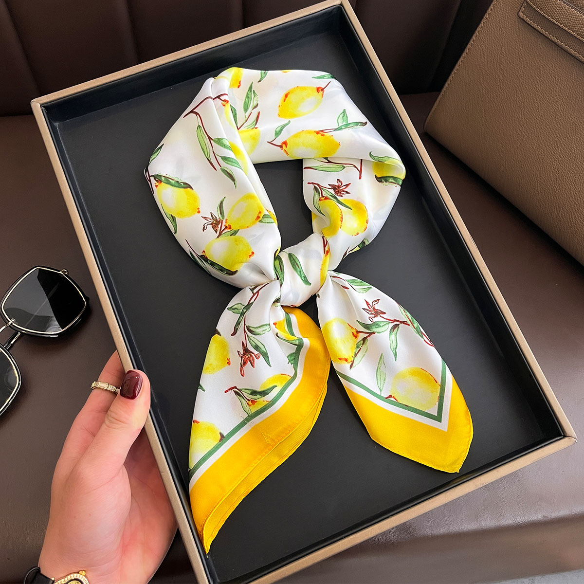 2025 New Yellow Lemon Print Sq - Women Fashion Necktie recension och pris